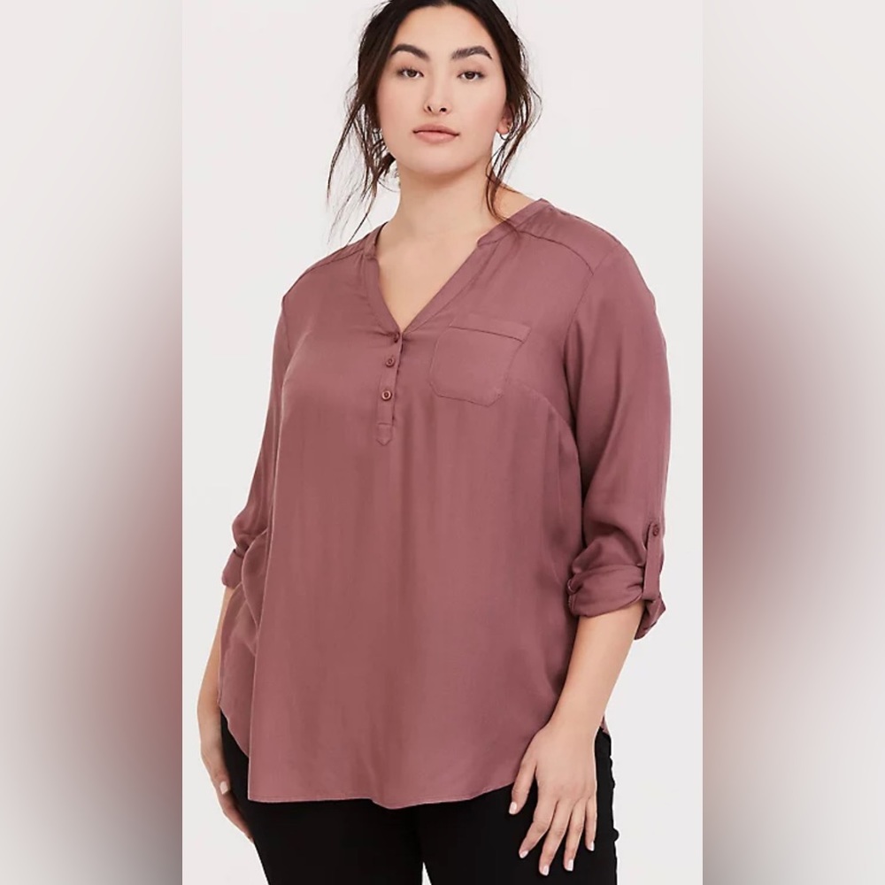 TORRID Twill Henley tunic top